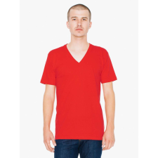 AMERICAN APPAREL AA2456 unisex V-nyakú pamut póló American Apparel, Red-XL férfi póló