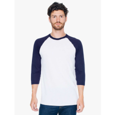 AMERICAN APPAREL AABB453 3/4 ujjú kétszínű unisex póló American Apparel, White/Navy-S