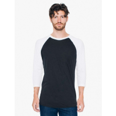 AMERICAN APPAREL AABB453 unisex 3/4 ujjú póló, Black/White R