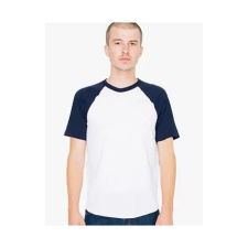 AMERICAN APPAREL AARSABB4237 kétszínű raglános rövid ujjú póló American Apparel, White/Navy-2XL férfi póló