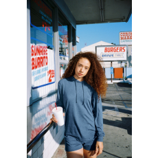AMERICAN APPAREL AARSATR436 unisexhosszú ujjú kapucnis póló American Apparel, Athletic Blue-XL