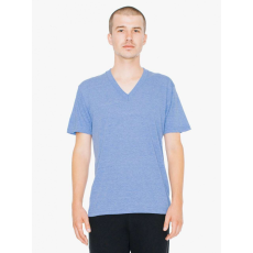 AMERICAN APPAREL Uniszex póló American Apparel AATR461 Tri-Blend Rövid Ujjú v-nyakú póló -S, Athletic Blue