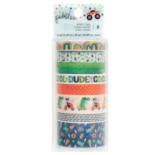 American Crafts Pebbles Cool Boy Dekorációs ragasztószalag Washi Tape (8 db) dekorációs kellék