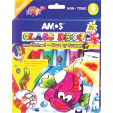 AMOS Üvegfóliafesték készlet, AMOS, 6 különböző szín üvegfesték