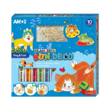 AMOS Üvegmatrica dekor szett, 10 szín, 12 sablon - cicák, kutyák kreatív és készségfejlesztő