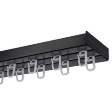 AMS AMS Műanyag mennyezeti függönysín szett (2 soros) akasztóval, fekete - 150 cm karnis, függönyrúd