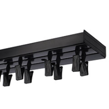 AMS AMS Műanyag mennyezeti függönysín szett (2 soros) csipesszel, fekete - 180 cm karnis, függönyrúd