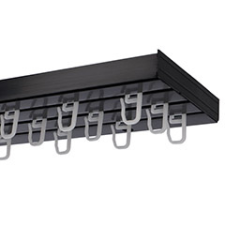 AMS AMS Műanyag mennyezeti függönysín szett (3 soros) akasztóval, fekete - 250 cm karnis, függönyrúd