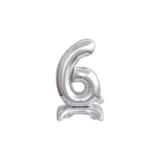 Amscan Europe GmbH Amscan felfújható fólia szám talppal, ezüst, 38cm, 6 party kellék