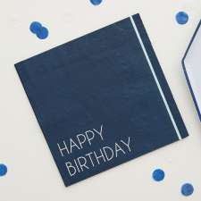 Amscan Europe GmbH Amscan szalvéta 33x33cm, 16db, Happy Birthday, sötétkék, Ginger Ray party kellék