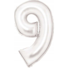Amscan Lustre Szám Fólia Lufi - 9-es, 86 cm, Fehér (9917301) party kellék