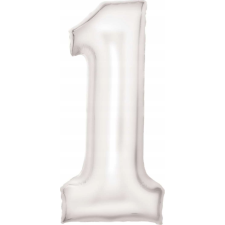 Amscan Lustre White, Fehér 1-es Szám Fólia Lufi 86 cm (9917293) party kellék