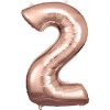 Amscan Óriás Szám Fólia Lufi - 2-es, 86x53 cm, Rózsaarany (9906277)