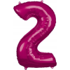 Amscan Óriás Szám Fólia Lufi - 2-es, 88x50 cm, Rózsaszín (9907279)