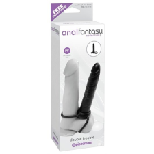  analfantasy Double Trouble - felcsatolható anál dildó (feket műpénisz, dildó