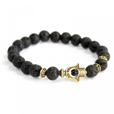 Ancient Arany Hamsa / Lávakő - Ásványkarkötő karkötő