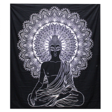 Ancient B&W Kettős Pamut Ágytakaró / Falidísz - Buddha lakástextília