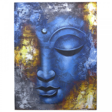 Ancient Buddha Festmény - Kék Fej - Absztrakt grafika, keretezett kép