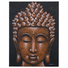 Ancient Buddha Festmény - Réz Brokát Hatás grafika, keretezett kép