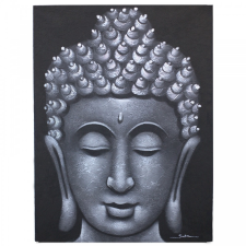 Ancient Buddha Festmény - Szürke Brokát Hatás grafika, keretezett kép