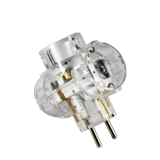 Anco 3-as földelt T elosztó, átlátszó hosszabbító, elosztó