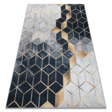 ANDRE 1171 mosható szőnyeg Kocka, geometriai csúszásgátló - fekete / arany 80x150 cm lakástextília