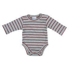 Andrea Kft. Csíkos pamut vállonpattentos baba body szürke kombidressz, body