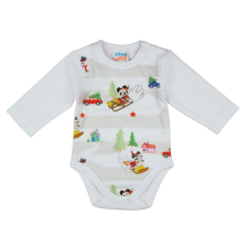 Andrea Kft. Disney Mickey és Minnie karácsonyi hosszú ujjú baba body fehér kombidressz, body