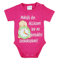 Andrea Kft. Feliratos rövid ujjú kislány baba body pink kombidressz, body