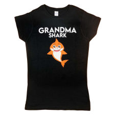 Andrea Kft. Rövid ujjú női póló cápás mintával &quot;Grandma shark&quot; felirattal női póló