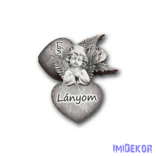 Angyal kőhatású szivecskén 5x7,5cm - Lányom dekorációs kellék