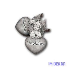  Angyal kőhatású szivecskén 5x7,5cm - Unokám dekorációs kellék