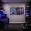  Anime pár esti neonvárosban esőben vászonkép