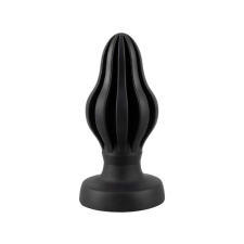 Anos - szuperpuha, bordázott anál dildó - 5cm (fekete) anál