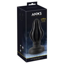  ANOS - szuperpuha, bordázott anál dildó - 7cm (fekete) anál
