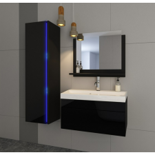 Anrallogin Venezia Dream I. fürdőszobabútor szett + mosdókagyló + szifon (fényes fekete) fürdőszoba bútor