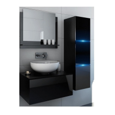 Anrallogin Venezia Like I. fürdőszobabútor szett + mosdókagyló + szifon (fényes fekete) fürdőszoba bútor