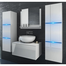 Anrallogin Venezia Like II. fürdőszobabútor szett + mosdókagyló + szifon (fényes fehér) fürdőszoba bútor