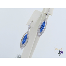  Antiallergén kék kristályköves csüngős fülbevaló-ródium fülbevaló