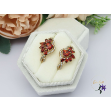  Antiallergén piros köves fülbevaló-18k fülbevaló