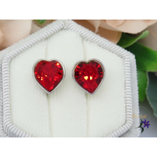  Antiallergén piros kristályköves  fülbevaló-rodium fülbevaló