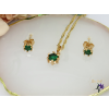  Antiallergén zöld Lilianna szett nyaklánc,fülbevaló-18K
