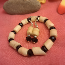  Antik csont és kristály szett 1 cm-es ékszer szett