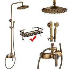  Antik sárgaréz zuhany csaptelepkészlet, kettős fogantyú, csapadék zuhanyfej, antik D csaptelep