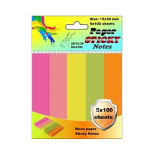 ANTILOP Jelölőcímke 15x50mm, 5x100lap papír, neon színek Antilop információs címke