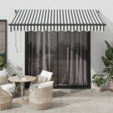 antracitszürke-fehér kézzel kihúzható napellenző 300 x 250 cm kerti bútor