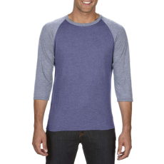 ANVIL AN6755 3/4 ujjú tri-blend férfi póló Anvil, Heather Blue/Heather Grey-XL