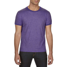 ANVIL AN988 rövid ujjú férfi póló kontrasztos szegélyekkel Anvil, Heather Purple/Purple-XL férfi póló