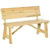 AOSOM személyes fa kerti pad, időjárásálló, UV-álló, háttámlás kerti bútor, parkpad, 220 kg teherbírás, erkélypad, erkélyre, teraszra, kertbe való fapad, 116 x 56 x 80 cm, natúr
