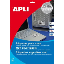 APLI 210x297 mm etikett, poliészter, időjárásálló, ezüst 20 darab (LCA10071) (LCA10071) információs címke